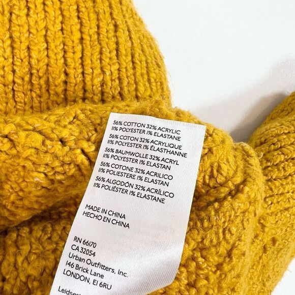 Pilcro Ribbed Pullover Sweater Womens Small Mustard Crop Turtle Neck Oversized - Picture 8 of 11